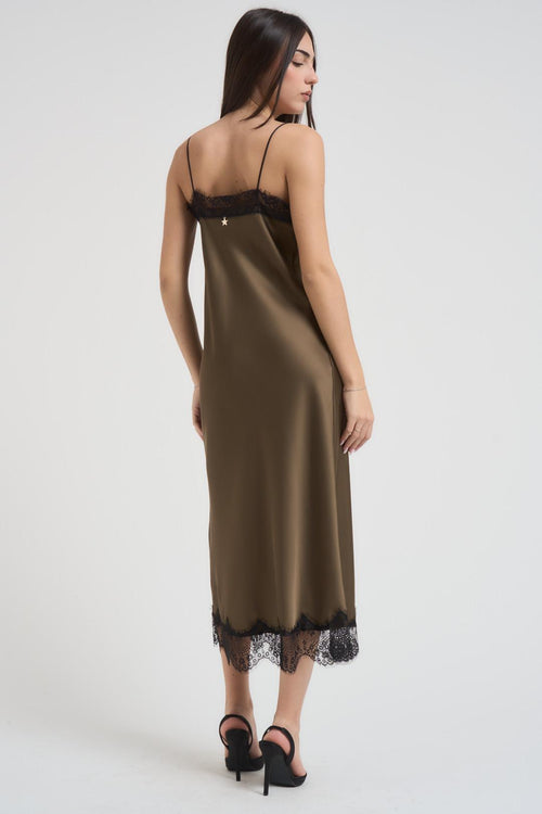 Abito donna lungo con pizzo verde - 2