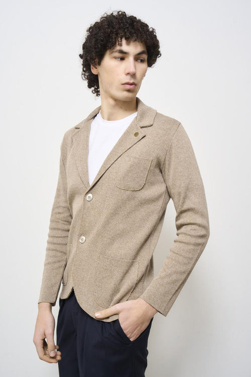 Giacca uomo in maglia tortora - 2