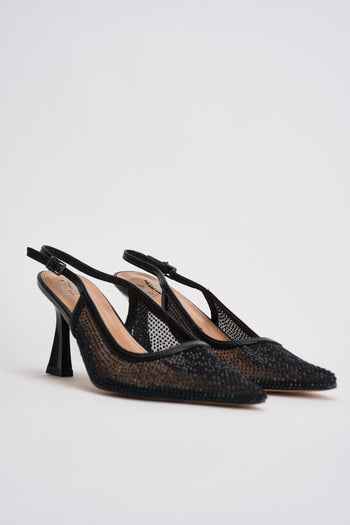 Slingback donna con strass nera - 6