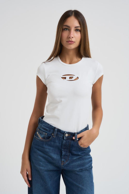T-shirt donna bianca T-Angie logo cut-out - 1