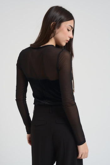 Body donna semutrasparente nero - 4