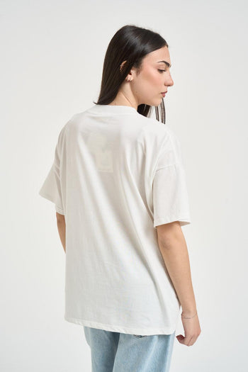 T-shirt donna bianca con stampa - 3