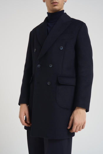 Cappotto uomo doppiopetto midi blu notte - 7