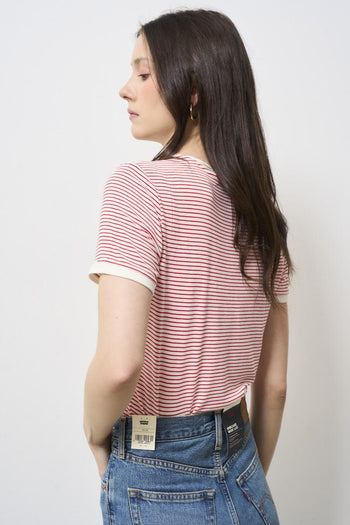 T-shirt donna rossa a righe - 5