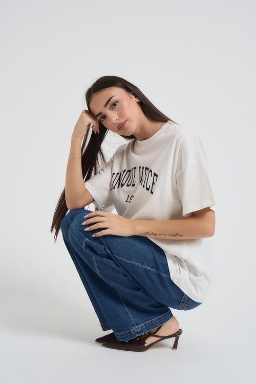 T-shirt donna girocollo bianca