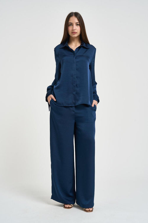 Camicia donna con fiocchetti blu