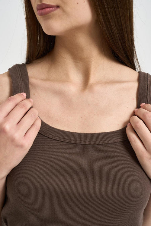 Top donna in cotone cioccolato - 2