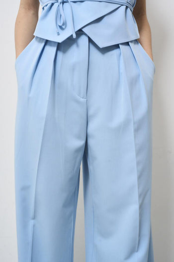 Pantalone donna celeste a palazzo - 4