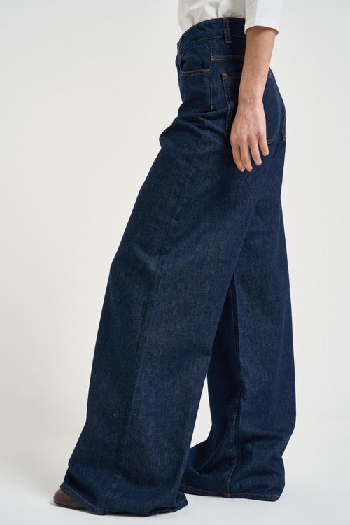 Jeans donna over in denim scuro - 2