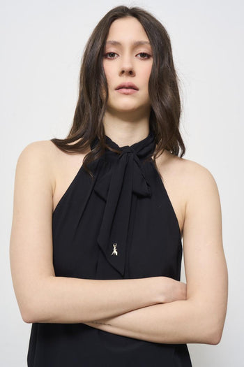 Black women's blouse with bow - 3