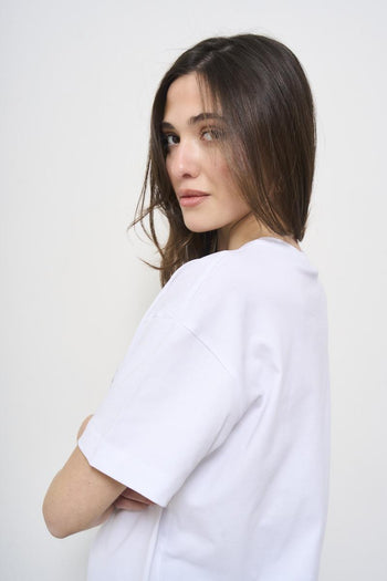 T-shirt donna bianca con stampa - 4