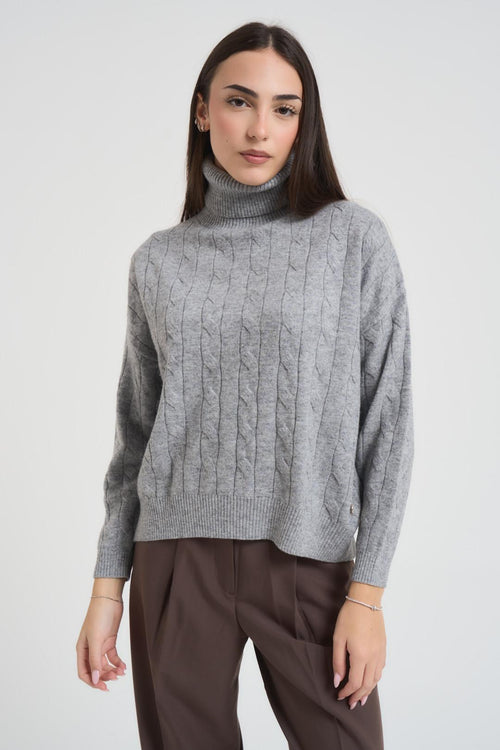 Maglione a trecce in misto cashmere