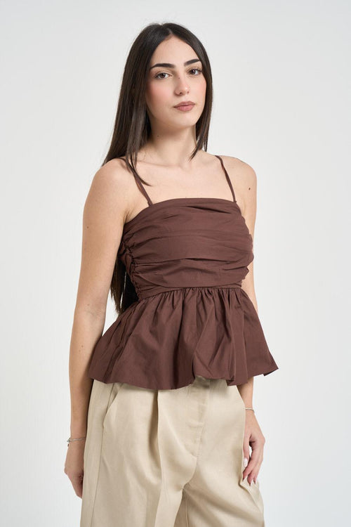 Top donna con spalline tabacco