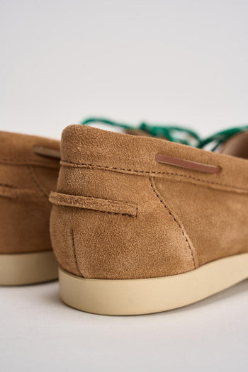 Mocassino donna da barca in suede cammello - 7