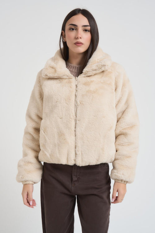 Ecopelliccia donna corta panna