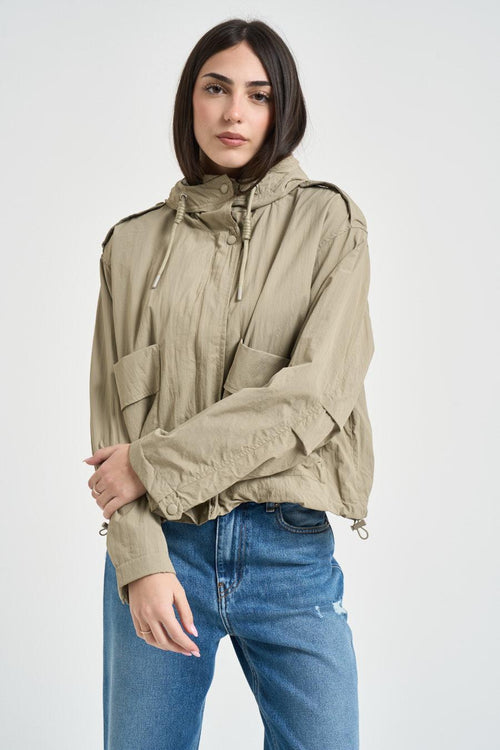 Giacca donna con cappuccio verde chiaro