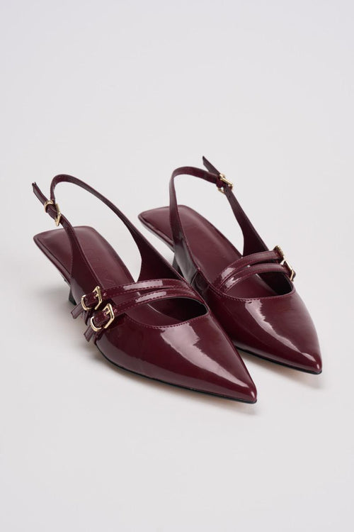 Slingback donna in vernice bordeaux - 2