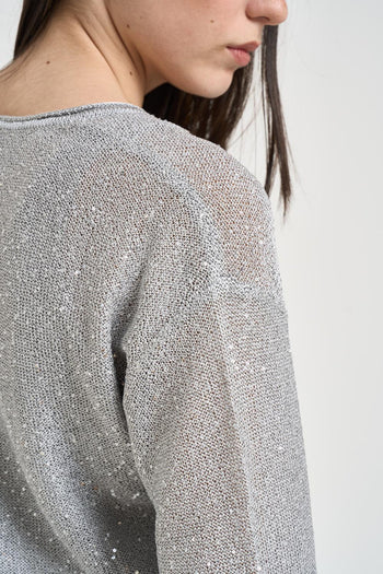 Maglia donna scollo a V argento - 5