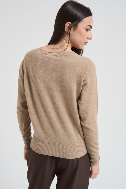 Maglia donna girocollo beige - 2