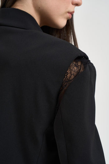 Giacca donna monopetto con pizzo nera - 7