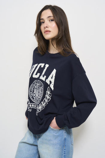 Felpa donna blu con stampa - 4