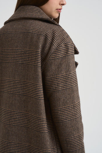 Cappotto donna a quadri marrone - 6