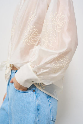 Camicia donna panna con ricami - 3
