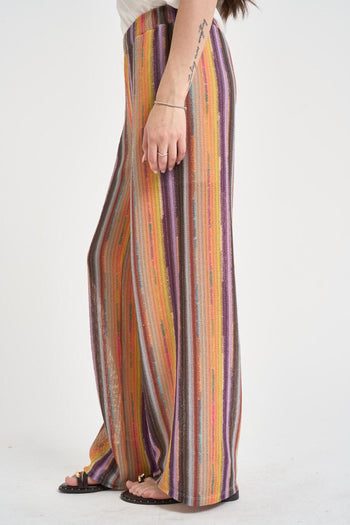 Pantalone donna multicolor in maglia crochet - 3
