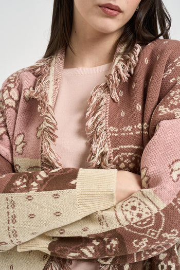 Cardigan donna a fantasia marrone - 3