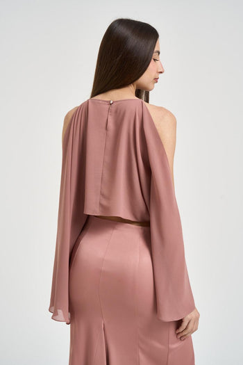 Blusa donna cut-out rosa antico - 5