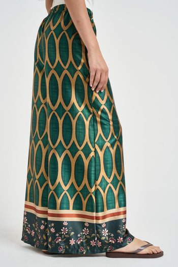 Pantalone donna fantasia geometrica verde - 4