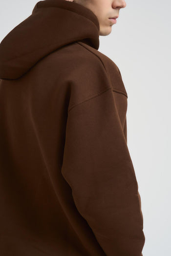 Felpa uomo con cappuccio marrone - 5