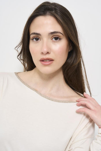 Maglia donna girocollo panna - 3