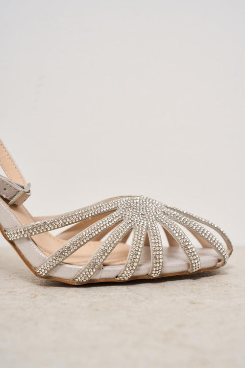 Scarpa con tacco silver con strass - 2