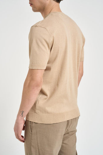 T-shirt uomo in maglia beige - 3