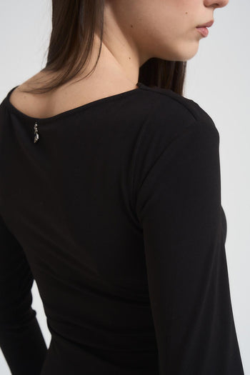 Abito donna lungo con spacco nero - 5