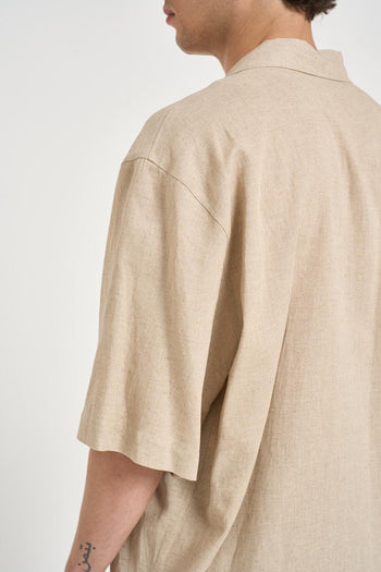 Camicia uomo manica corta beige - 7