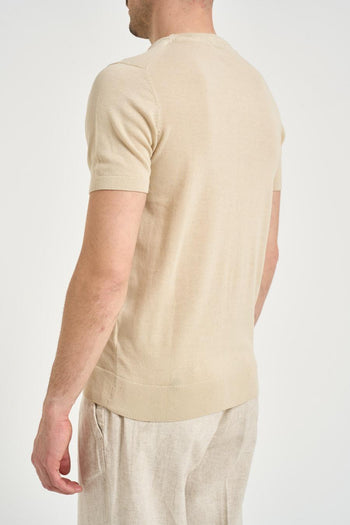 T-shirt uomo in maglia beige - 4
