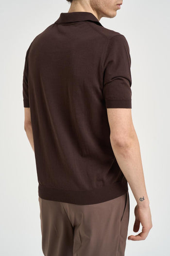 Polo uomo in maglia marrone - 4
