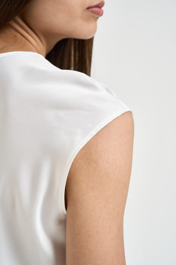 Blusa donna satinata bianca - 4