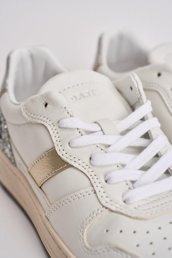 Sneakers donna Court 2.0 in pelle bianca e glitter argento - 5