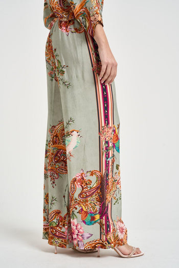 Pantalone donna in tessuto leggero fantasia floreale - 4