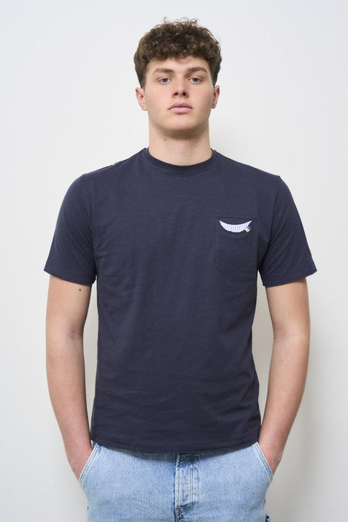T-shirt uomo girocollo blu - 1