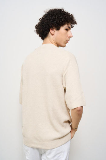 T-shirt uomo girocollo crema - 5