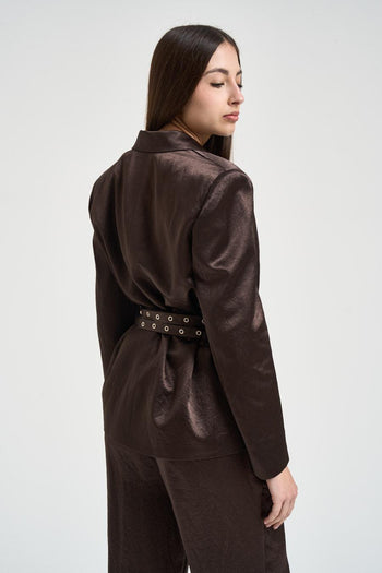 Giacca donna satinata marrone - 5