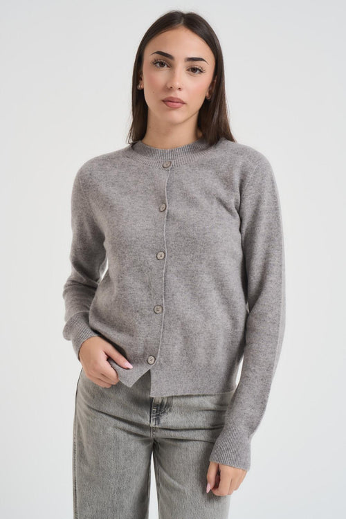 Set cardigan donna e t-shirt grigio