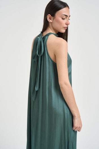 Abito donna satinato verde - 4