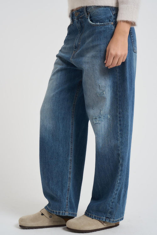 Jeans donna balloon in denim blu - 2