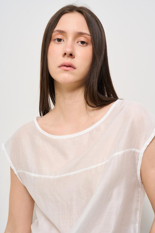 T-shirt donna scollo a barca bianco - 2