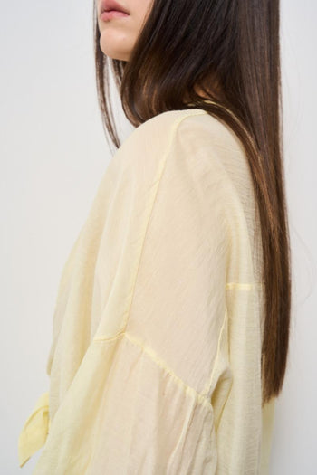 Camicia donna in mussola giallo pastello - 5